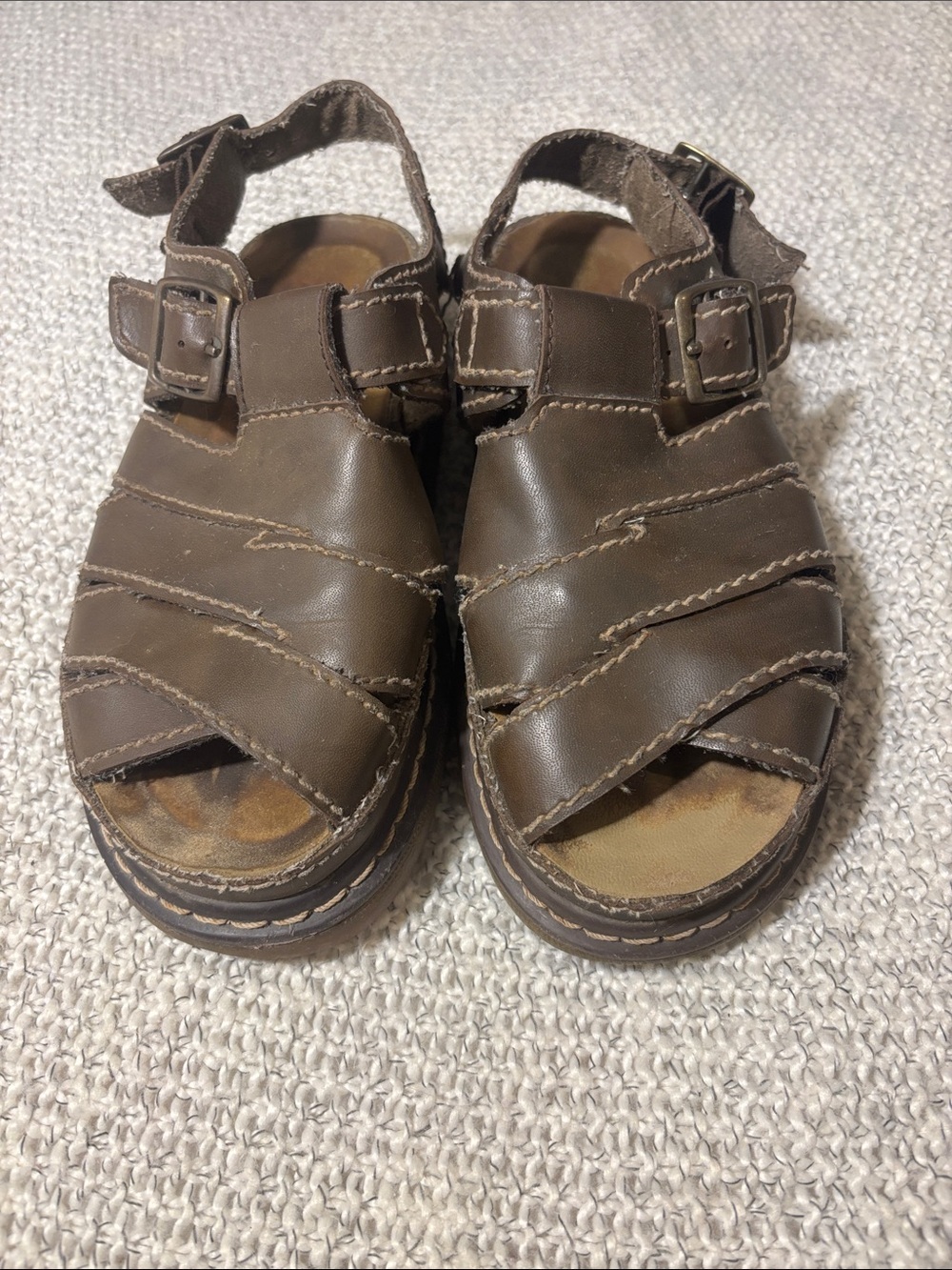 90s/Y2K Lower East Side Brown fisherman sandals with chunky sole size 7.5